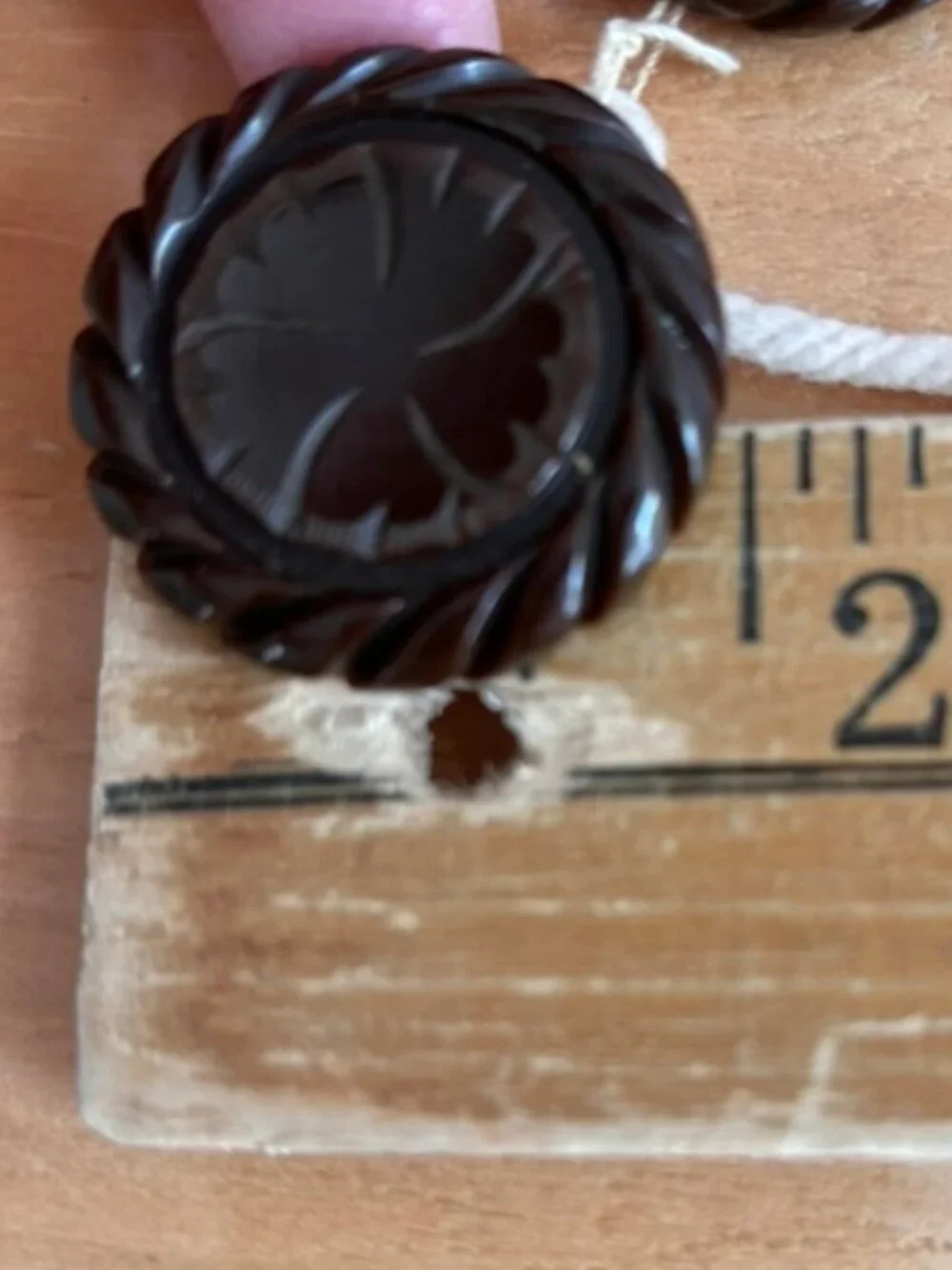 Antique Chunky Thick Carved Chocolate Brown SUNFLOWER Bakelite? Coat Buttons